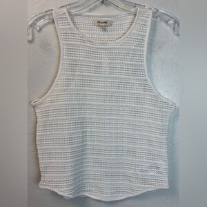 NEW‎ Madewell Crochet Knit Cutaway Tank S White Racerback Layering See Thru 1072